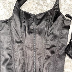 Black Corset with garters and G string